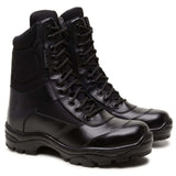 Coturno Tático Masculino Cano Alto Couro Invader Preto Anti Perfuro com CA