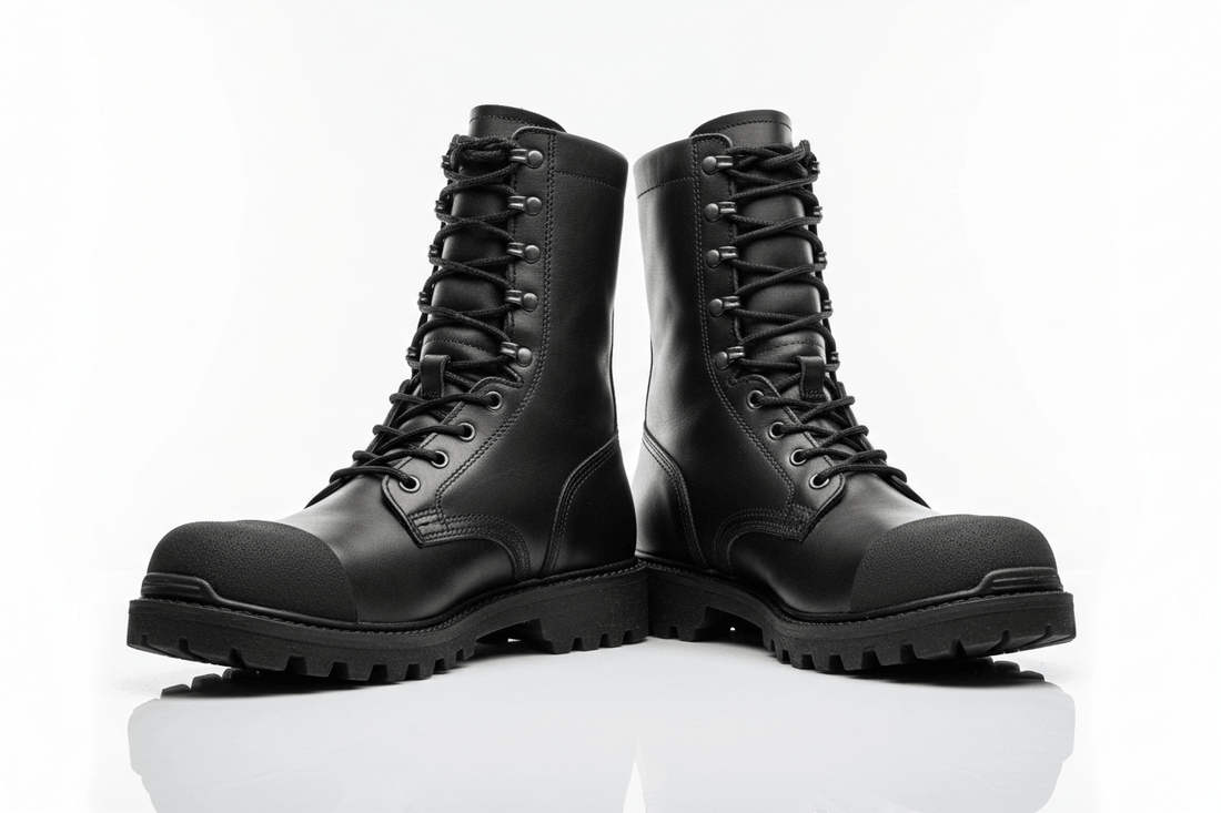 Coturno militar preto masculino: guia completo mostrando botas táticas robustas em fundo branco.