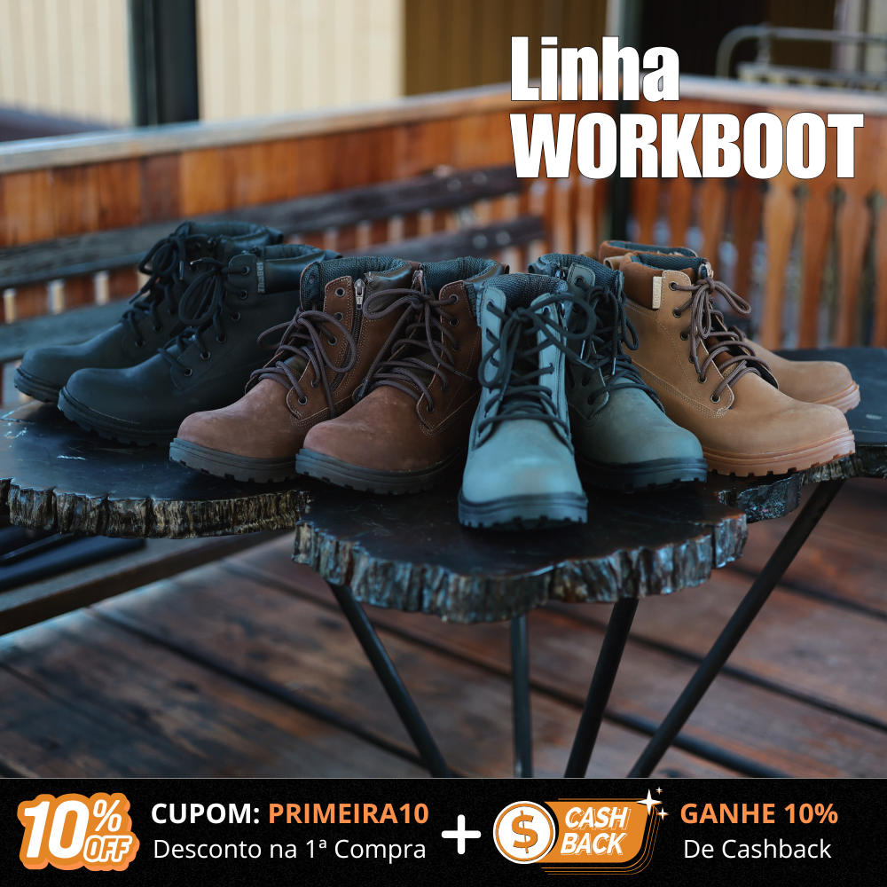 Botina de Segurança Confortável: Proteção Sem Sacrificar o Conforto - Linha WORKBOOT em diferentes cores.