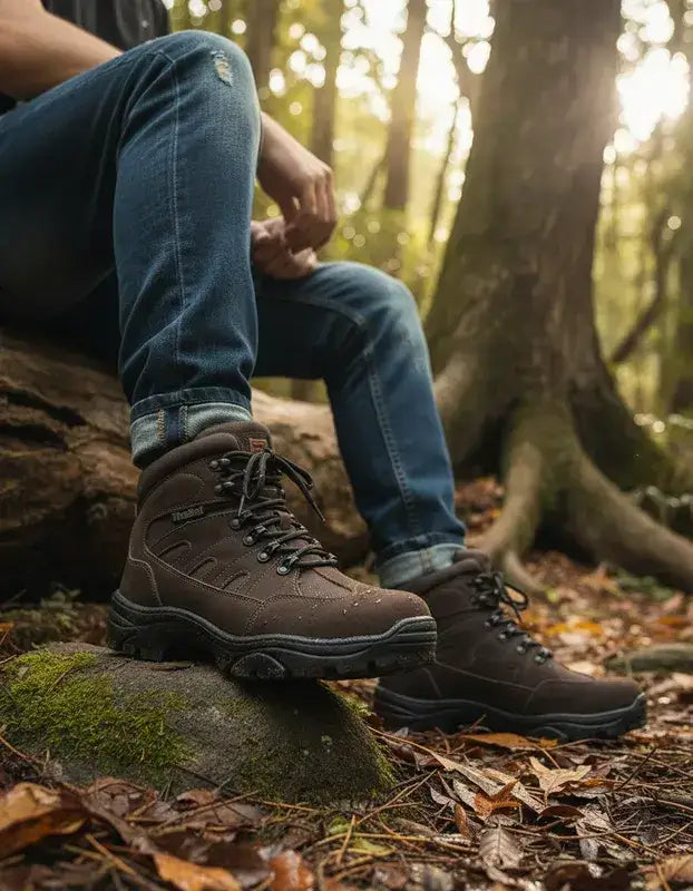 Botas resistentes para trilhas em floresta, exemplificando os melhores calçados para se aventurar.
