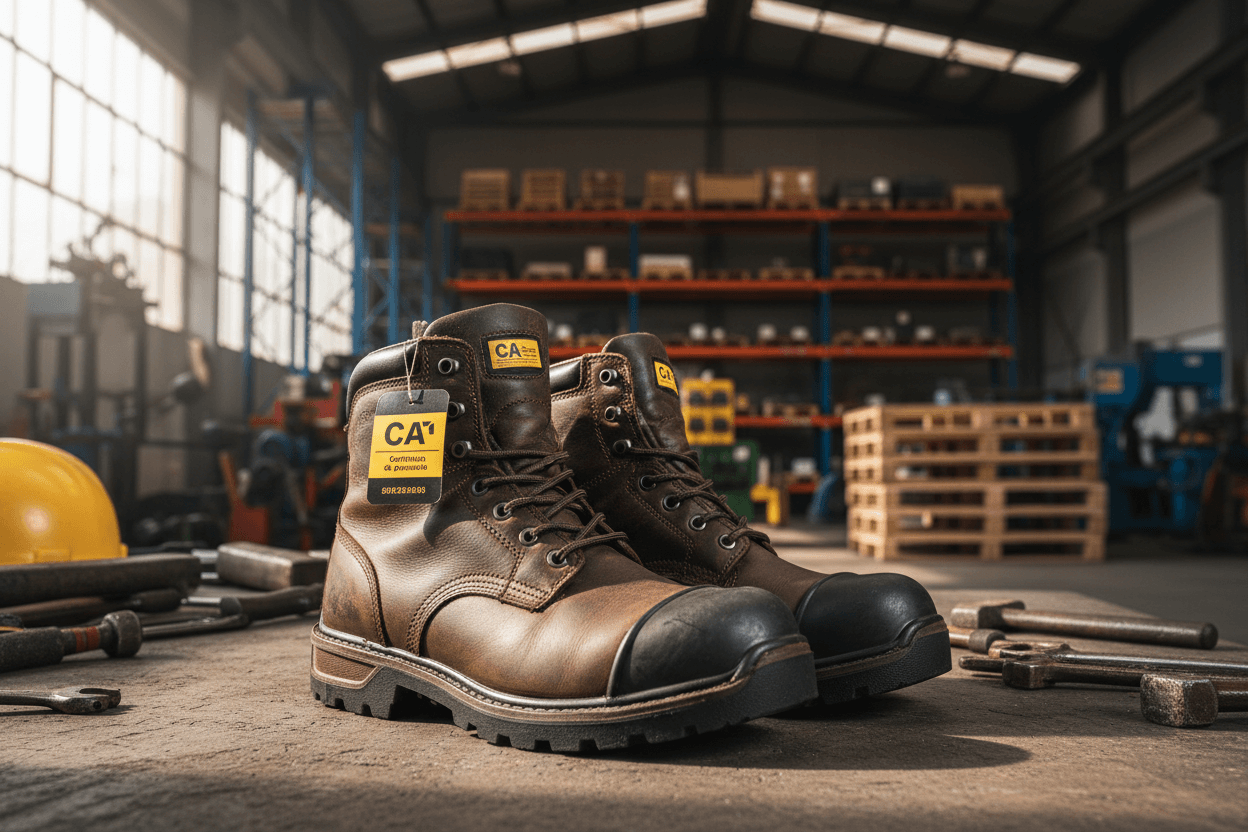 Botas masculinas com CA em ambiente industrial para artigo sobre 7 Vantagens das Botas Masculinas com CA.