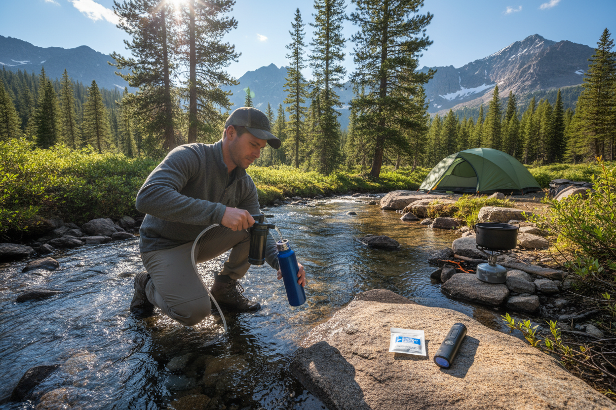 Purificação de água em Trilhas e Acampamentos