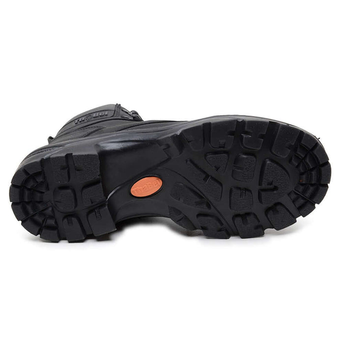 sola da Bota Masculina de Couro Gaia Preta com CA, com design antiderrapante e robustez para segurança e conforto