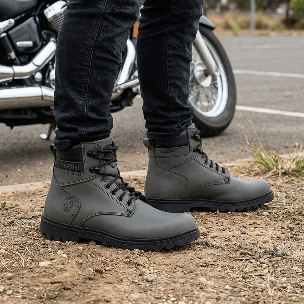 Bota de Trabalho Masculina Thabel WorkBel Anti Perfuro Chumbo com CA em ambiente urbano, destacando conforto e estilo.