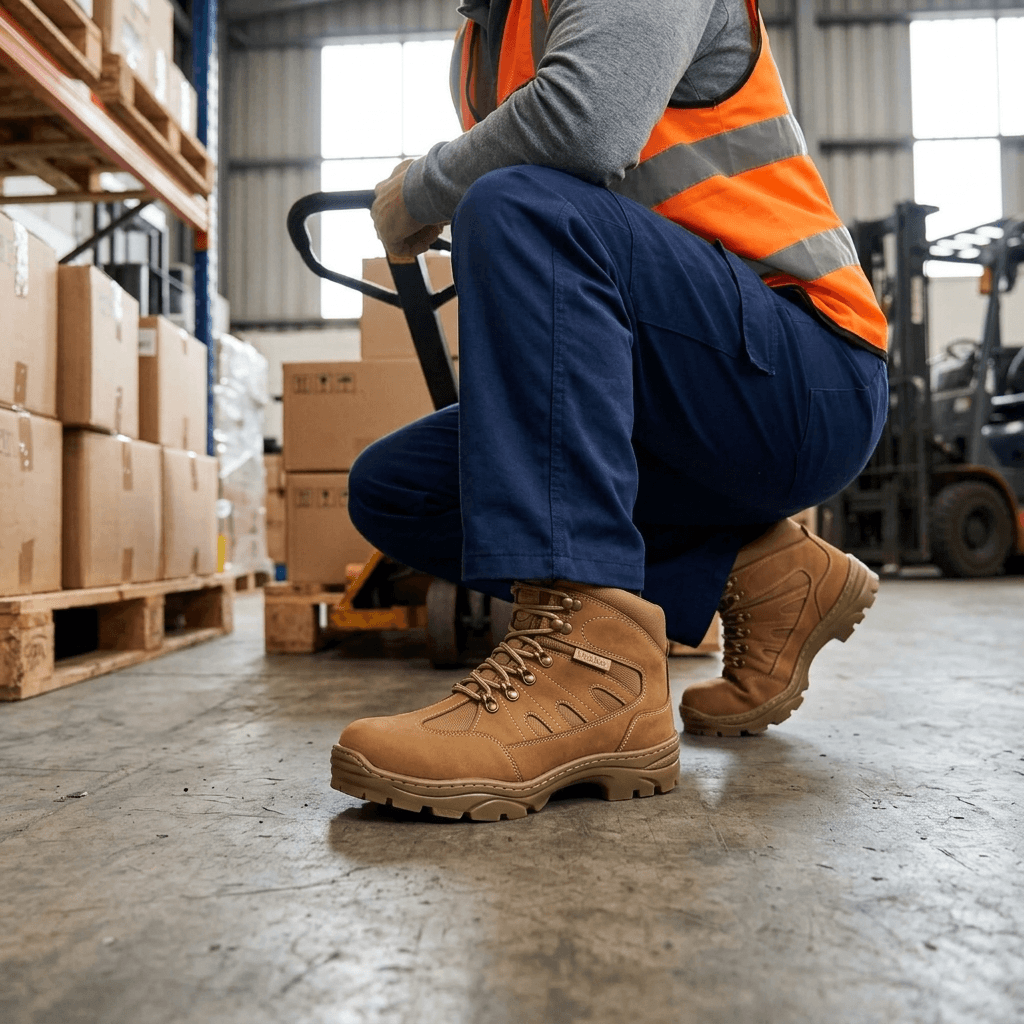 Bota Tática Thabel ThunderBel Anti Perfuro Coyote com CA em ambiente operacional, mostrando conforto e estilo.