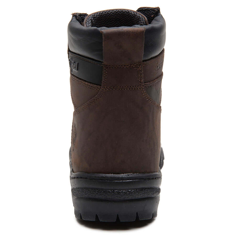 Bota Masculina de Couro Gaia Marrom com CA, vista traseira destacando couro hidrofugado e solado resistente.
