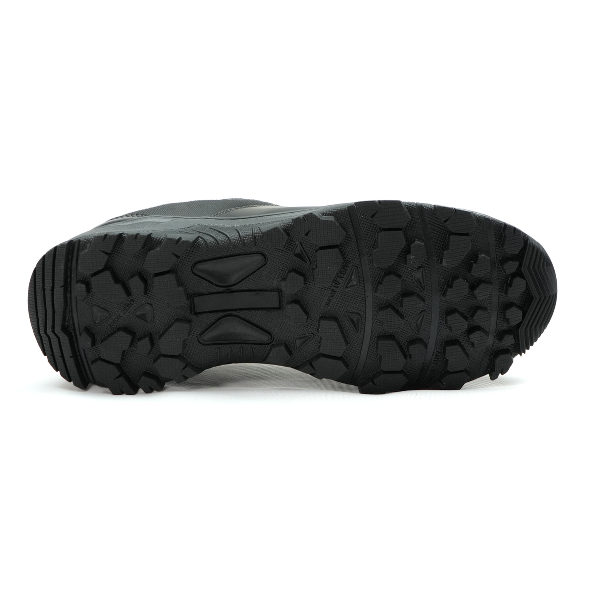 solado da Bota Tênis de Trilha Masculino Cano Baixo ThaBel Apolo Preta com CA, ideal para trilhas e aventuras.