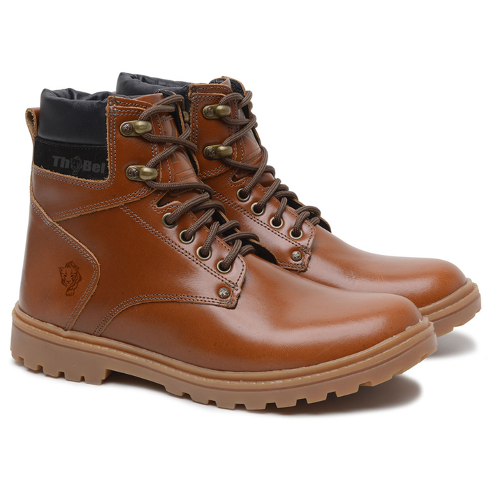 Bota Work Masculina Thabel WorkBel Anti Perfuro Conhaque com CA - Botas ThaBel