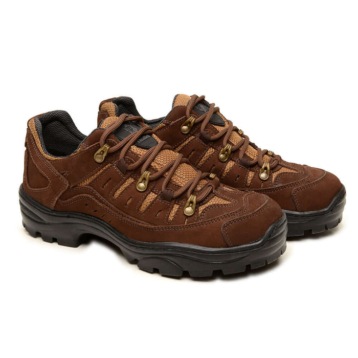 Bota Cano Baixo para Trilha ThaBel Urban Trail Coffee Gold, bota tática masculina ideal para trilhas e uso urbano, couro nobuck resistente