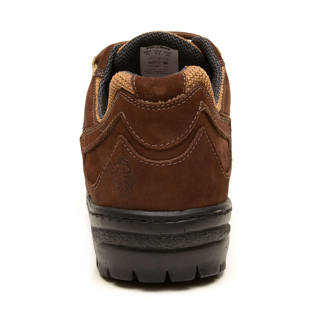 Bota Cano Baixo para Trilha ThaBel Urban Trail Coffee Gold com sola antiderrapante e couro nobuck resistente, vista traseira