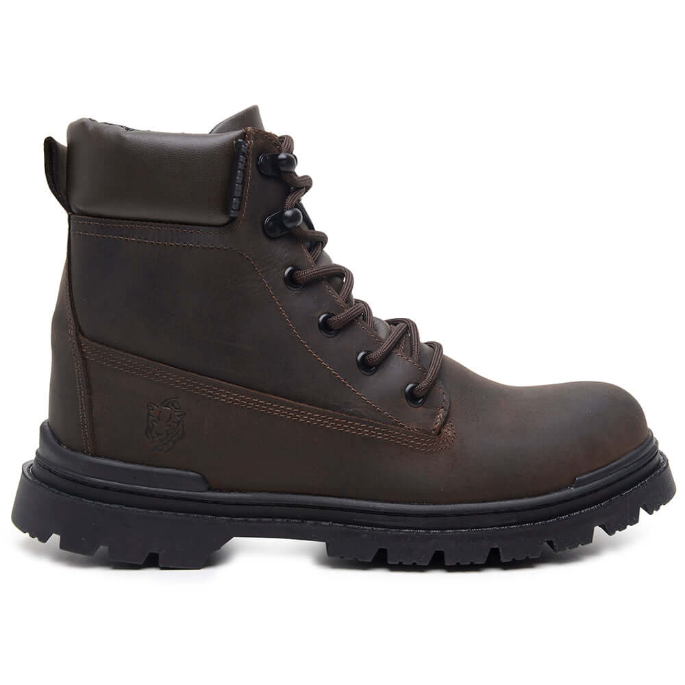 Bota de Segurança Worker ThaBel Marrom com CA, coturno masculino resistente e confortável, ideal para trabalho e aventura.