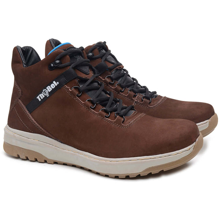Bota De Couro Casual Ranger ThaBel Marrom, bota tática, masculina, coturno, adventure, casual, trabalho, segurança, trilha, anti perfuro.