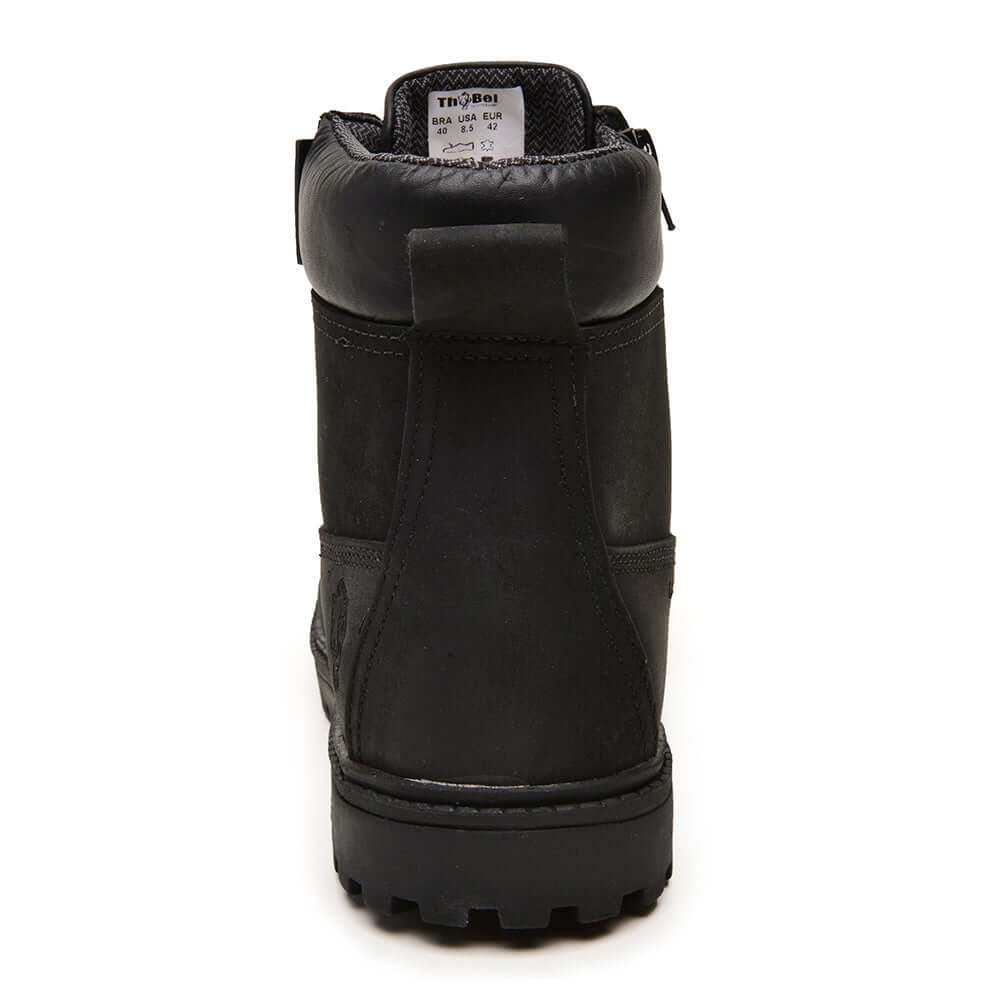 Bota Masculina de Segurança ThaBel Easy Bel com Zíper Preto com CA vista traseira mostrando design resistente e prático.