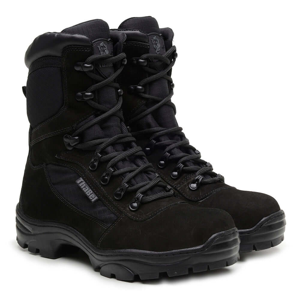 Bota Militar Masculina ThaBel Alfa Anti Perfuro Preto com CA, bota tática, coturno militar, calçado masculino para segurança e trabalho.