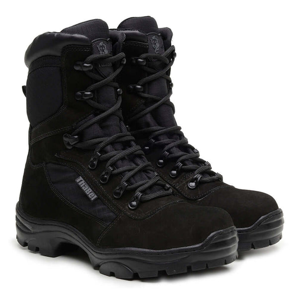 Bota Militar Masculina ThaBel Alfa Anti Perfuro Preto com CA, bota tática, coturno militar, calçado masculino para segurança e trabalho.