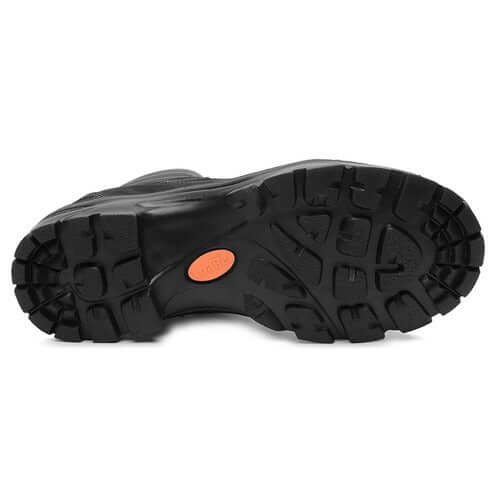 Sola da Bota Militar ThaBel Highlander Anti Perfuro Preto com CA, destacando durabilidade e segurança para uso tático e de aventura.