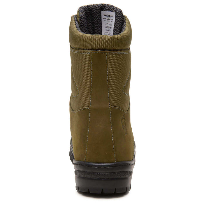 Bota Militar Masculina ThaBel Invader Anti Perfuro Verde Oliva com CA, coturno masculino tático, calçado resistente e confortável.