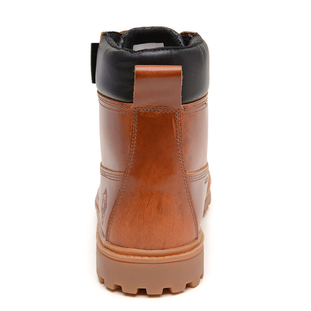 Bota de Segurança Impermeável ThaBel Storm Anti Perfuro Conhaque com CA - vista traseira para durabilidade e conforto em trabalho