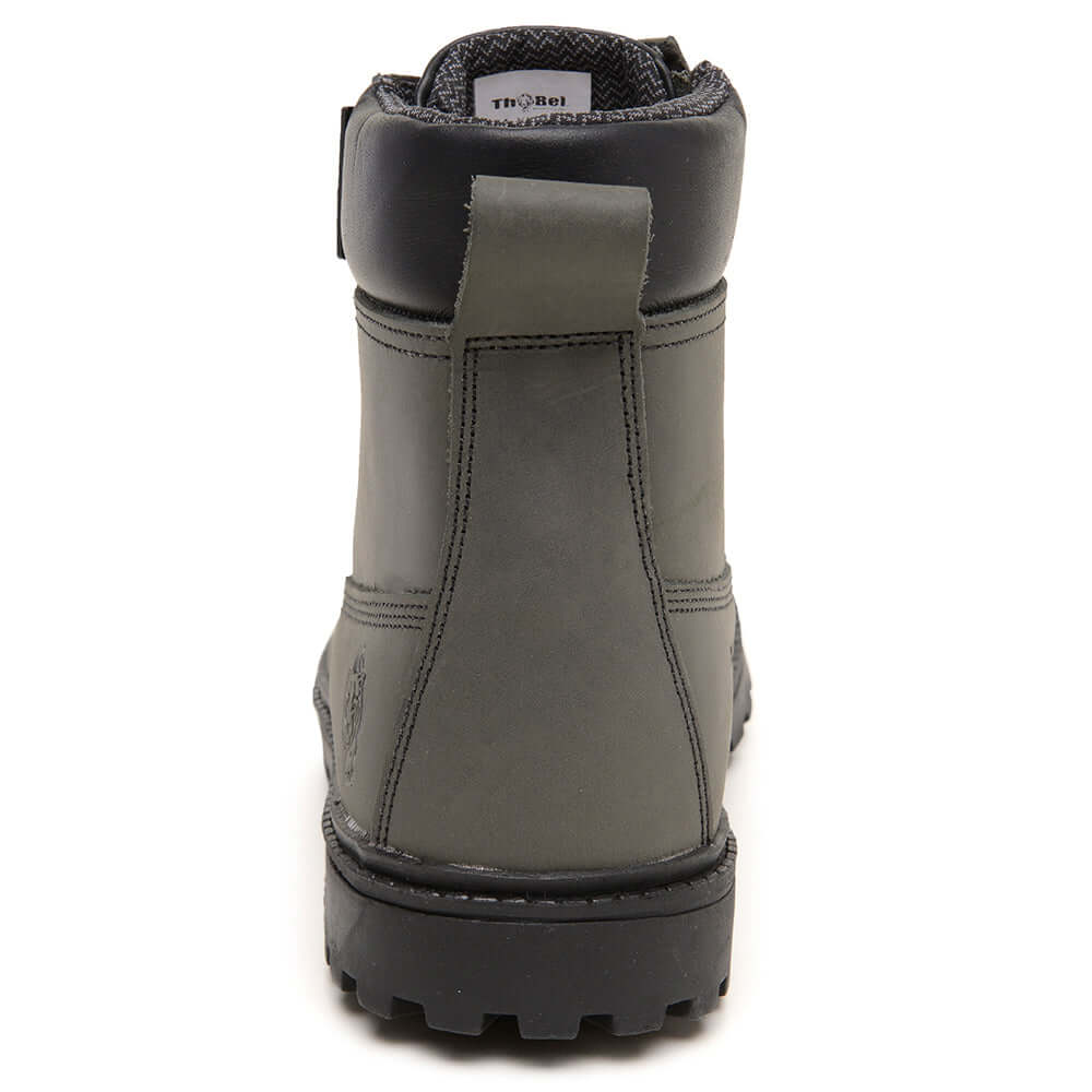 Bota de Segurança Masculina ThaBel Easy Bel com Zíper Chumbo com CA vista traseira, destacando conforto e resistência para trabalhos exigentes.