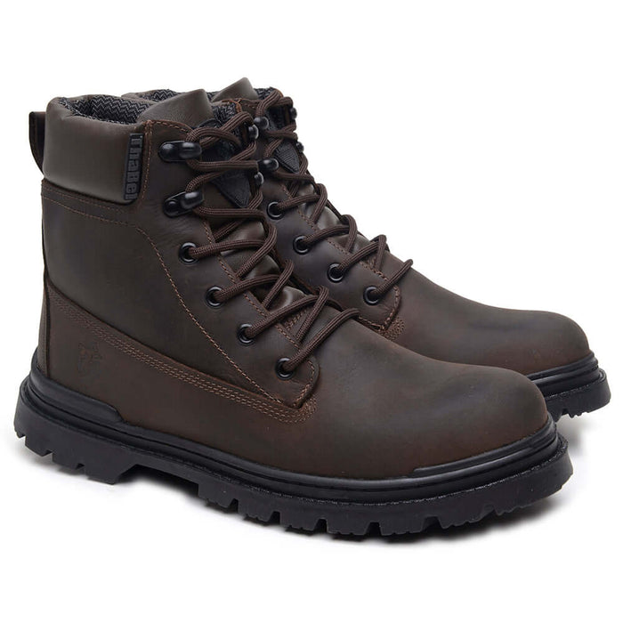 Bota de Segurança Worker ThaBel Marrom com CA, bota masculina resistente e confortável de couro, ideal para trabalho e uso diário.