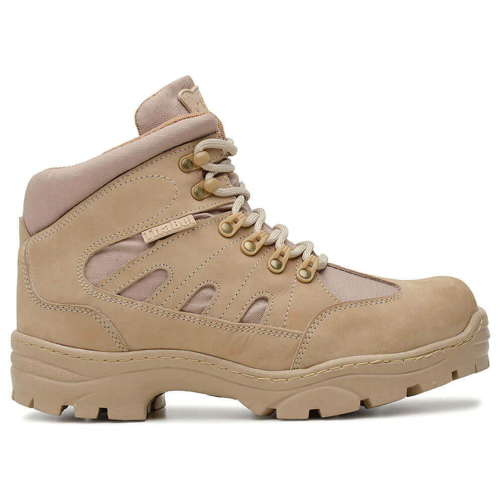 Bota Tática Thabel ThunderBel Anti Perfuro Desert com CA em tom neutro e estilo urbano.