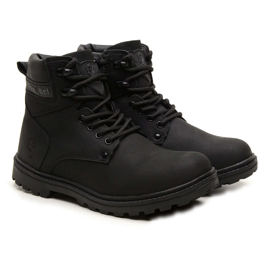 Bota Masculina Work Thabel WorkBel Anti Perfuro Preto com CA, bota tática resistente e estilosa para trabalho urbano e proteção.