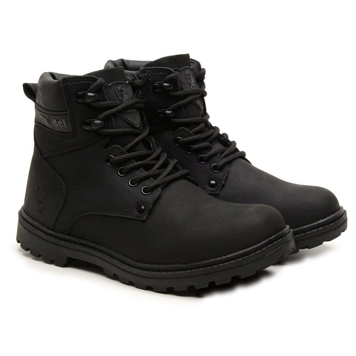 Bota Masculina Work Thabel WorkBel Anti Perfuro Preto com CA, bota tática resistente e estilosa para trabalho urbano e proteção.