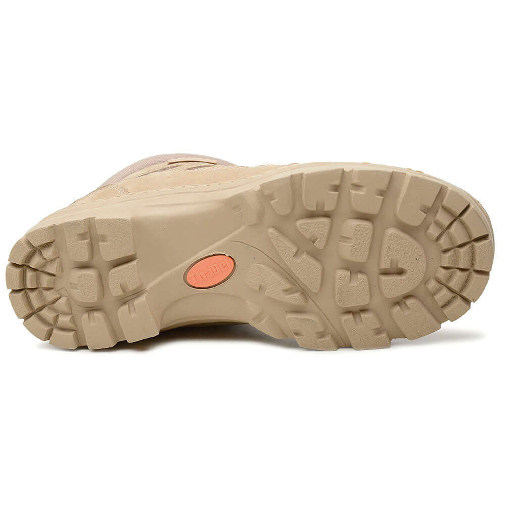 Bota Tática Thabel ThunderBel Anti Perfuro Desert com CA - sola detalhada para tração e conforto urbano.