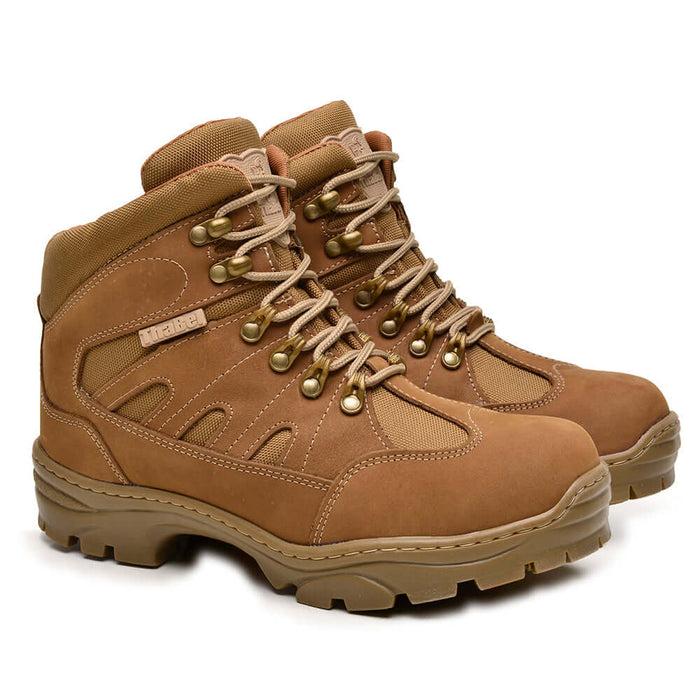 Bota Thabel ThunderBel Anti Perfuro Coyote com CA, coturno militar, bota tática resistente e confortável para uso outdoor e trabalho.