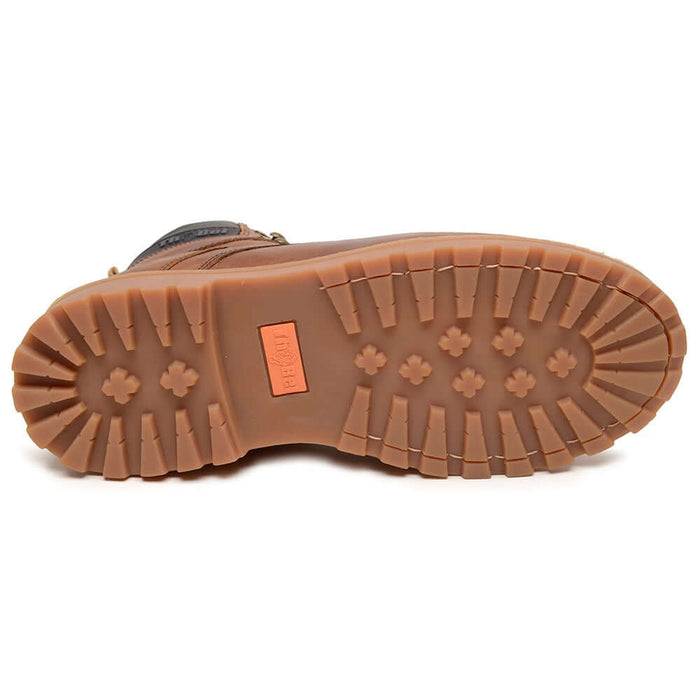 Sola da Bota Work Masculina Thabel WorkBel Anti Perfuro Conhaque com CA, mostrando detalhes antiderrapantes e resistentes para segurança.