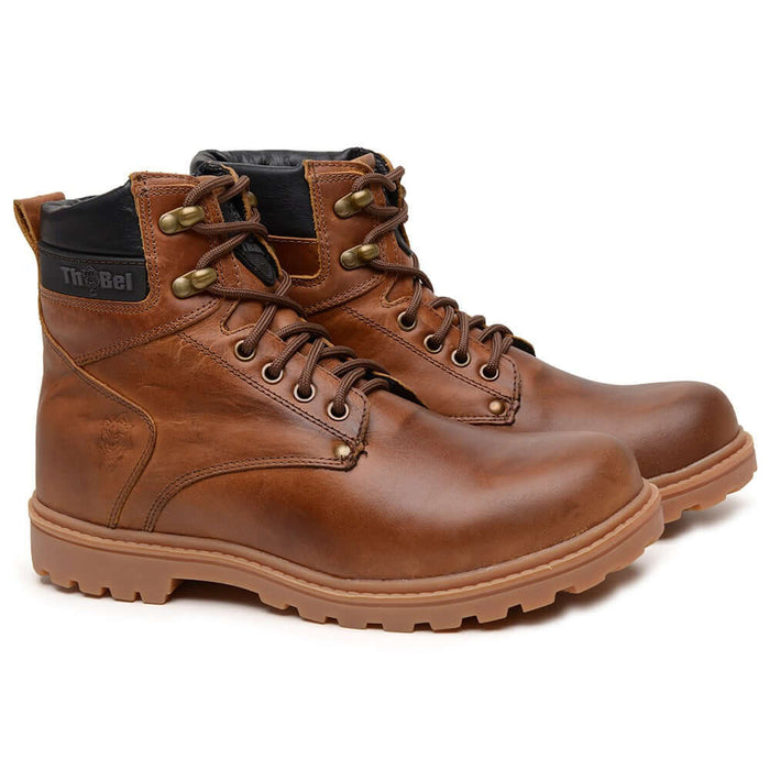 Bota Work Masculina Thabel WorkBel Anti Perfuro Conhaque com CA, bota tática, bota masculina, coturno militar, bota resistente
