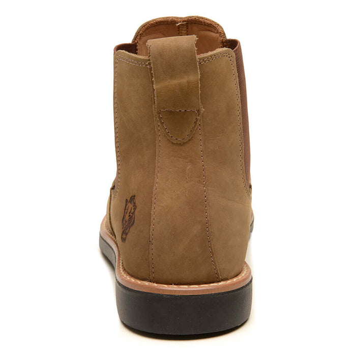 Traseira da Botina Masculina Anti Perfuro ThaBel Horse Coyote, bota confortável e resistente, ideal para trilhas e uso diário.