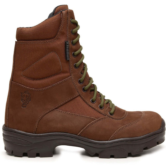 Coturno Masculino Militar Anti Perfuro Thabel Invader Marrom PQD com CA, bota tática masculina resistente e confortável.