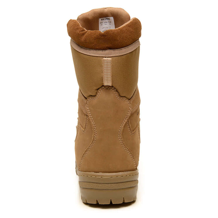 Coturno Militar Masculino ThaBel Alfa Anti Perfuro Coyote com CA, bota tática e resistente vista traseira, bota de segurança