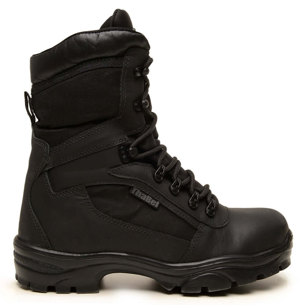 Coturno Militar Masculino Impermeável Anti Perfuro ThaBel Patrol Preto com CA, bota tática masculina resistente e confortável.