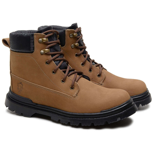 Bota Masculina Worker ThaBel Coyote com CA em couro hidrofugado com estilo tático e robusto.